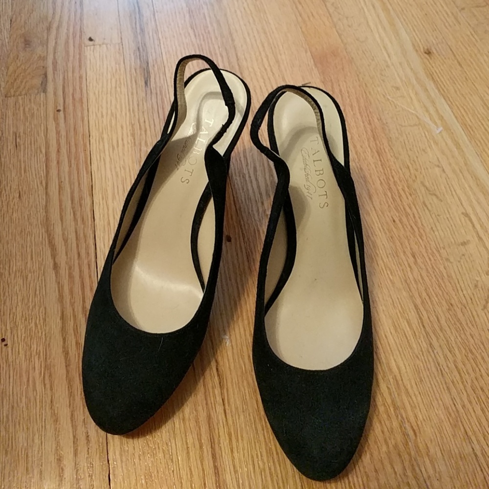 Talbots black suede slingbacks